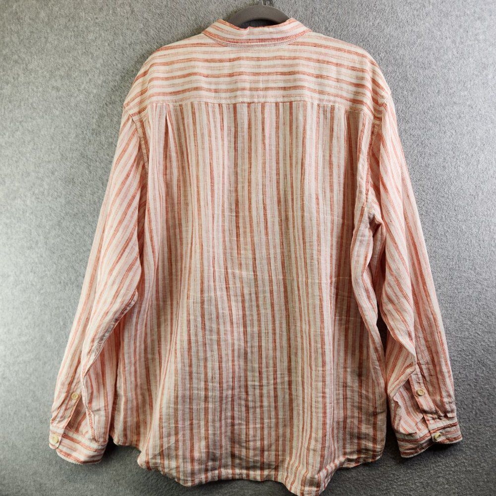 Tommy Bahama Relax Shirt Mens XL Orange Striped Linen Long Sleeve Pocket - Picture 7 of 14